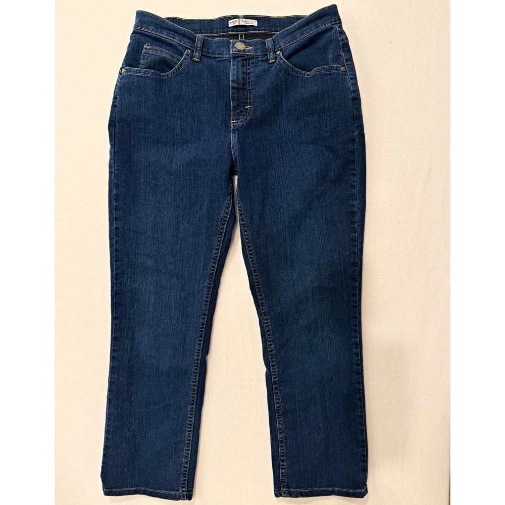 Riders by Lee Women's Classic Fit Straight Leg Jeans Blue Dark Wash Stretch 12P